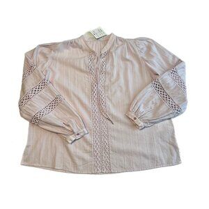 NEW NWT size LARGE "CLOSED" light purple blouse SHEER. BOHO. PEASANT SLEEVES.